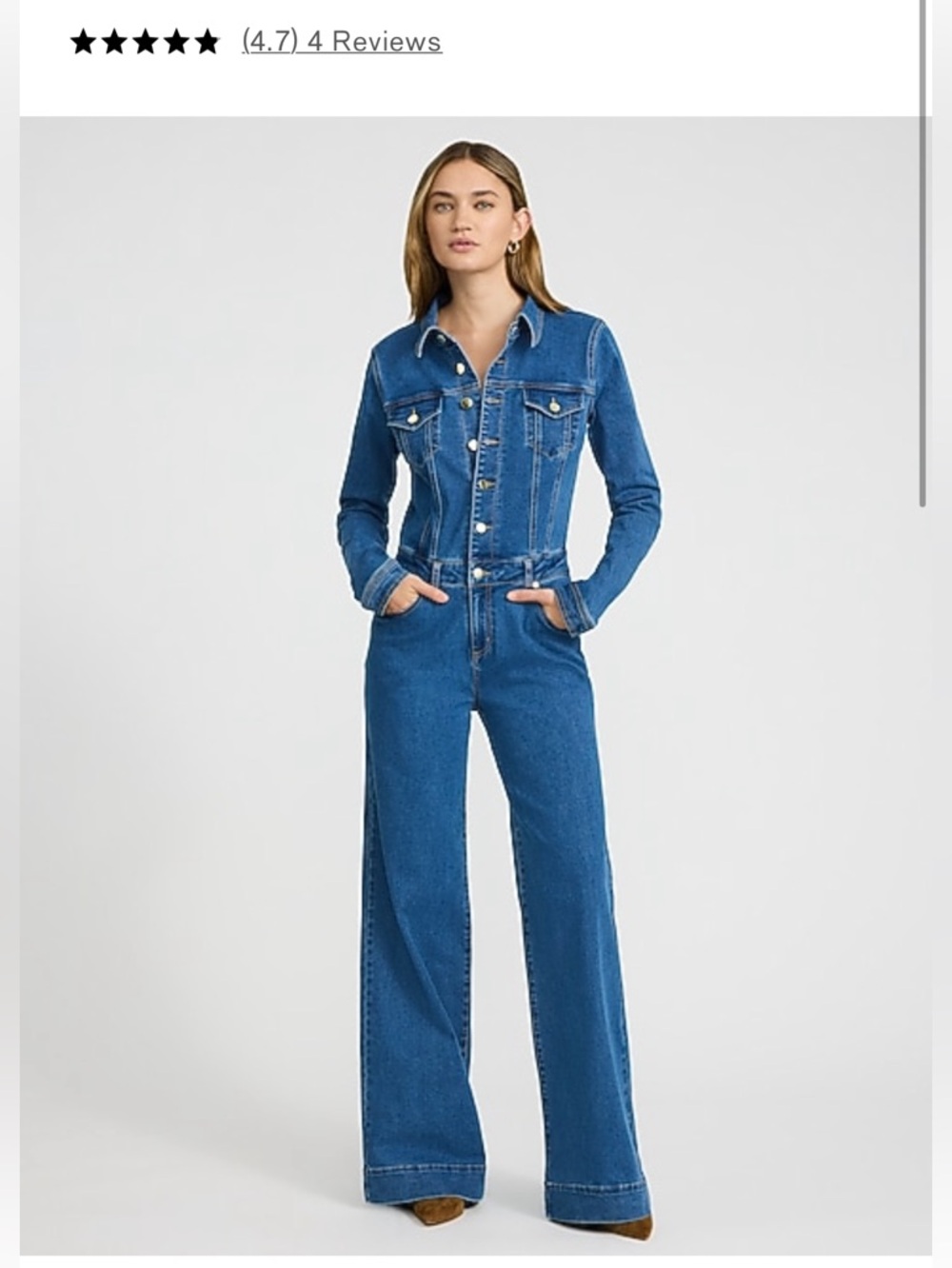 Express Blue Denim Wide-Leg Jumpsuit
